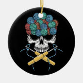 ハロウィーンスカルクロチェットラバーヤーンおもしろいスケルトン セラミックオーナメント (正面)