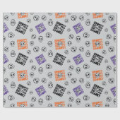 ハロウィーンスカルシームレスグレーラッピング紙 ラッピングペーパー (フラット)