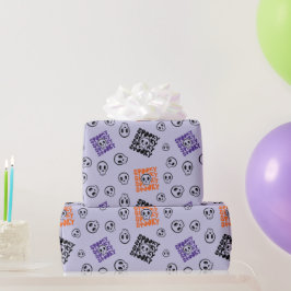 ハロウィーンスカルシームレスパープルラッピング紙 ラッピングペーパー