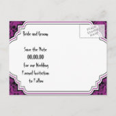 ハロウィーンスカルダマスクパープルゴシック保存日 案内ポストカード (裏面)