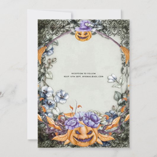 ハロウィーンスカルトレンディーパーティー招待状水彩 招待状 (裏面)