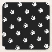 ハロウィーンスカルパターン白黒 スクエアペーパーコースター (正面)