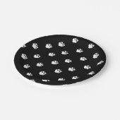 ハロウィーンスカルパターン白黒 ペーパープレート (アングル)