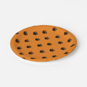 ハロウィーンスカルパターン黒とオレンジ ペーパープレート (アングル)