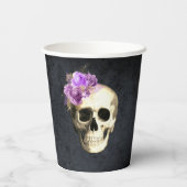 ハロウィーンスカルパープルバラ 紙コップ (裏面)
