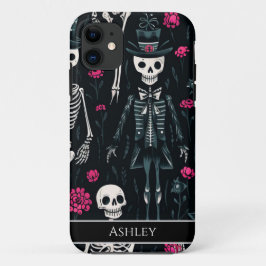 ハロウィーンスカルピンクローゼズトップハットパーソナライズされた iPhone 11 ケース