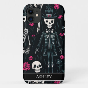 ハロウィーンスカルピンクローゼズトップハットパーソナライズされた iPhone 11 ケース
