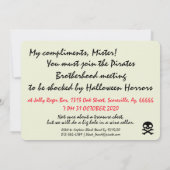 ハロウィーンスカルブラックスポットパイレーツパーティー 招待状 (裏面)