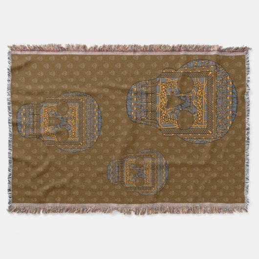 ハロウィーンスカルブランケット スローブランケット (正面)