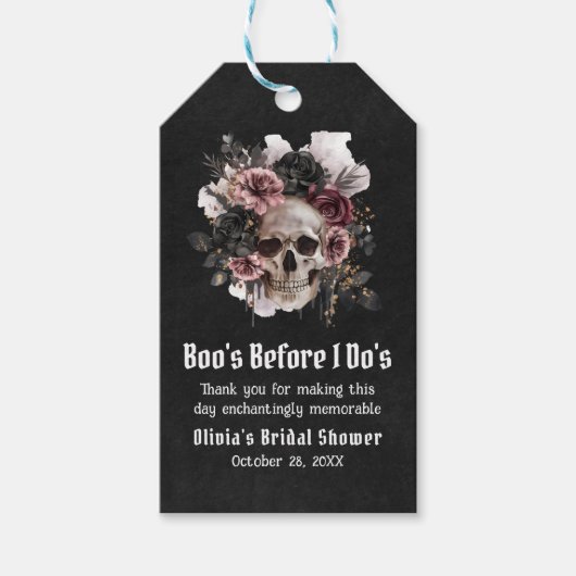 ハロウィーンスカルブーのブライダルシャワー ギフトタグ (正面)
