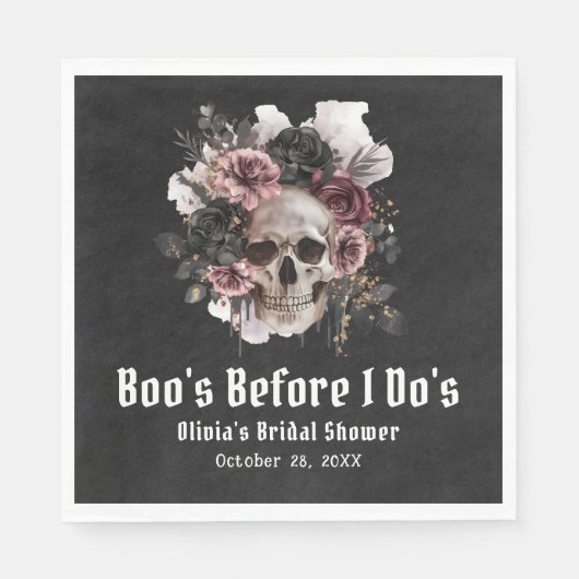 ハロウィーンスカルブーのブライダルシャワー スタンダードランチョンナプキン (正面)