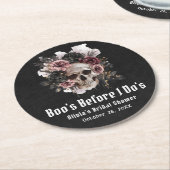 ハロウィーンスカルブーのブライダルシャワー ラウンドペーパーコースター (アングル)