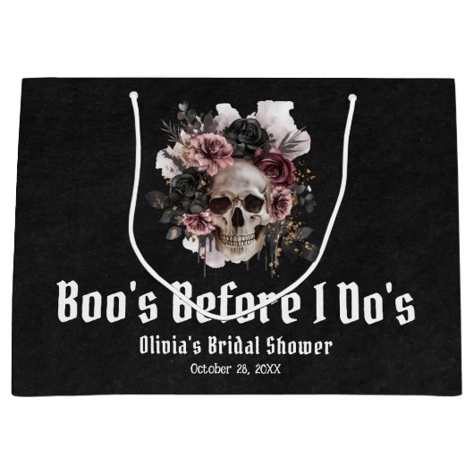 ハロウィーンスカルブーのブライダルシャワー ラージペーパーバッグ (正面)