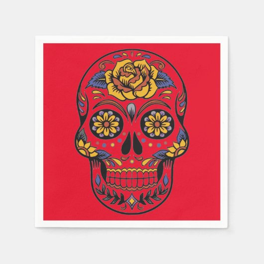 ハロウィーンスカルペーパーナプキン スタンダードカクテルナプキン (正面)