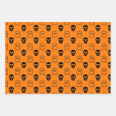 ハロウィーンスカルホワイトパンプキンコードロン ラッピングペーパーシート (正面2)