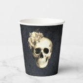 ハロウィーンスカルホワイトローズ 紙コップ (裏面)