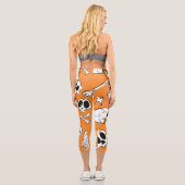 ハロウィーンスカルボーンズドゥードルパターン カプリレギンス (裏面)