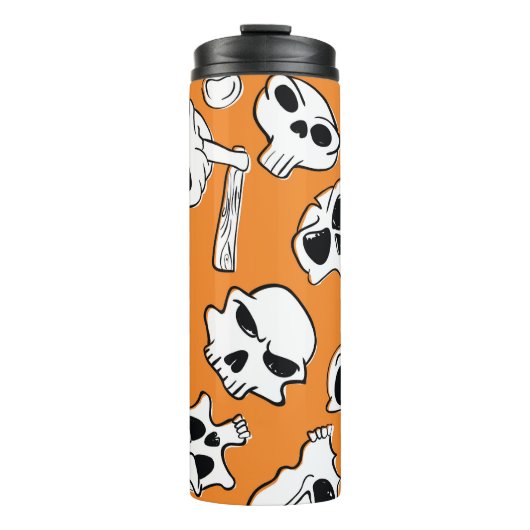 ハロウィーンスカルボーンズドゥードルパターン タンブラー (正面)