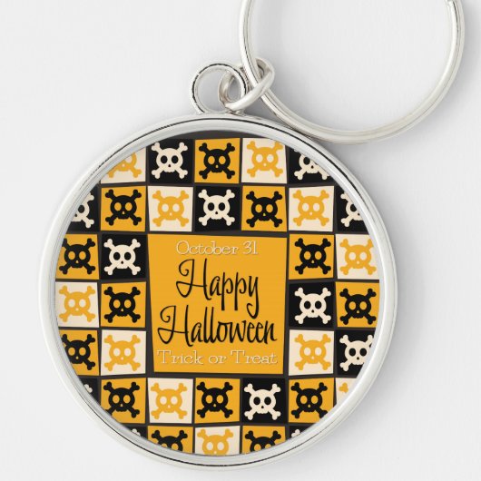 ハロウィーンスカルモザイク キーホルダー (正面)