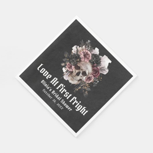 ハロウィーンスカルラブアットファーストブライダルシャワー スタンダードランチョンナプキン (角)