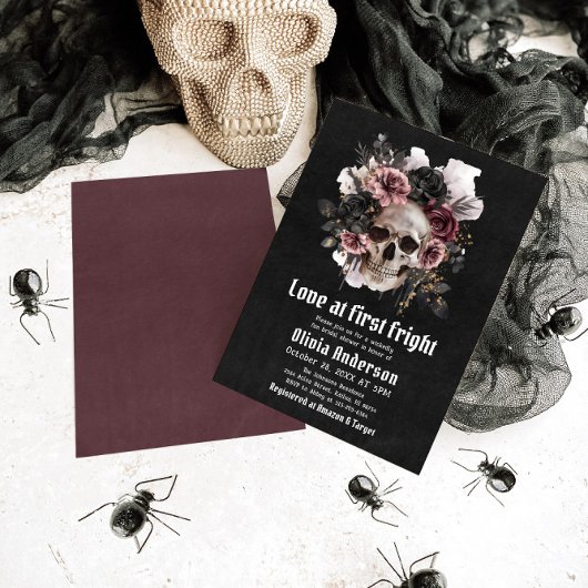ハロウィーンスカルラブアットファーストブライダルシャワー 招待状