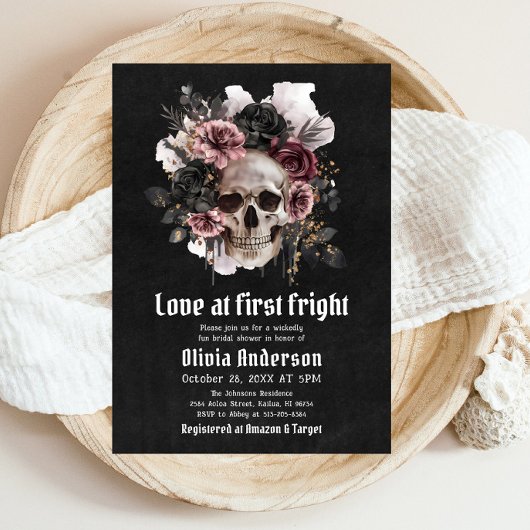 ハロウィーンスカルラブアットファーストブライダルシャワー 招待状