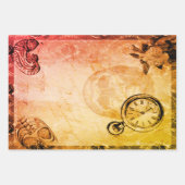 ハロウィーンスカル不気味な解剖学フローラヴィンテージ ラッピングペーパーシート (正面3)