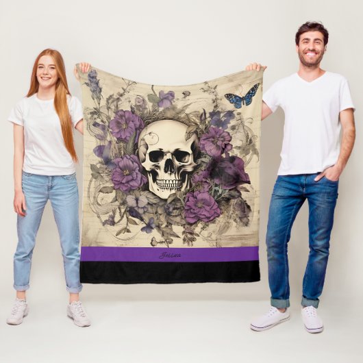 ハロウィーンスカル名 フリースブランケット (インサイチュ)