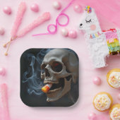 ハロウィーンスカル噛みキャンディーコーン ペーパープレート (パーティー)