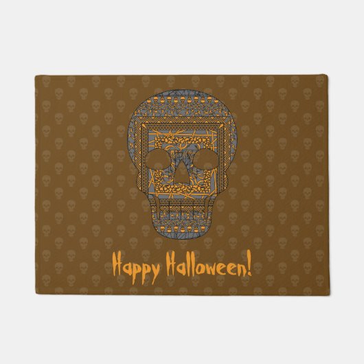 ハロウィーンスカル形式 ドアマット (正面)