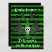 ハロウィーンスカル誕生日 招待状 (正面/裏面)