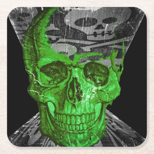 ハロウィーンスカル スクエアペーパーコースター (正面)