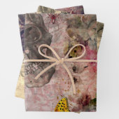 ハロウィーンスカル、ワイングラス、イエローバタフライ ラッピングペーパーシート (インサイチュ)