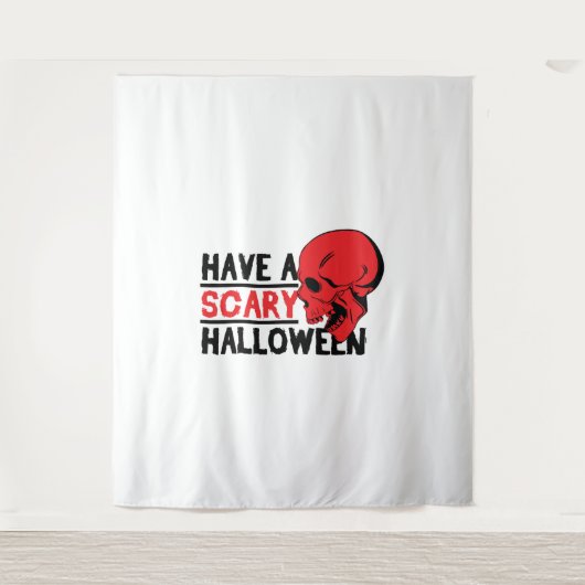 ハロウィーンスカル – 怖いハロウィーンを持つ タペストリー (正面)