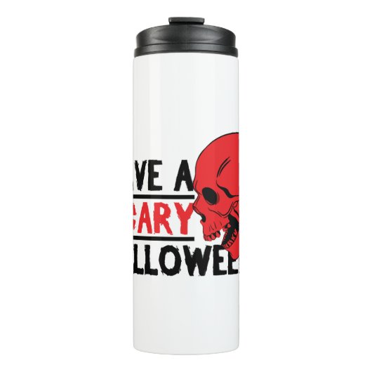 ハロウィーンスカル – 怖いハロウィーンを持つ タンブラー (正面)