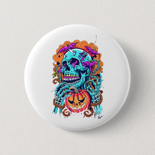 ハロウィーンスカル 缶バッジ (正面)