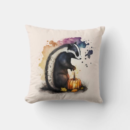 ハロウィーンスカンクとスパイダー クッション (正面)