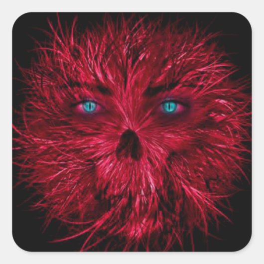 ハロウィーンスクエアスティッカー/不気味なモンスター スクエアシール (正面)