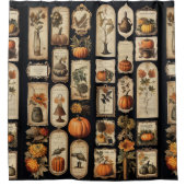 ハロウィーンスクレーパーラベル秋 シャワーカーテン (正面)