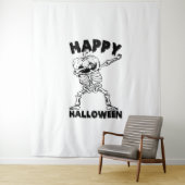 ハロウィーンスケルトンとカボチャ – ハッピーハローウィン タペストリー (インサイチュ)