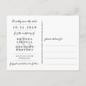 ハロウィーンスケルトンとハートマッチング日付の保存 案内ポストカード (裏面)