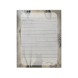 ハロウィーンスケルトンとブラックキャットヴィンテージエフェメラ ノートパッド