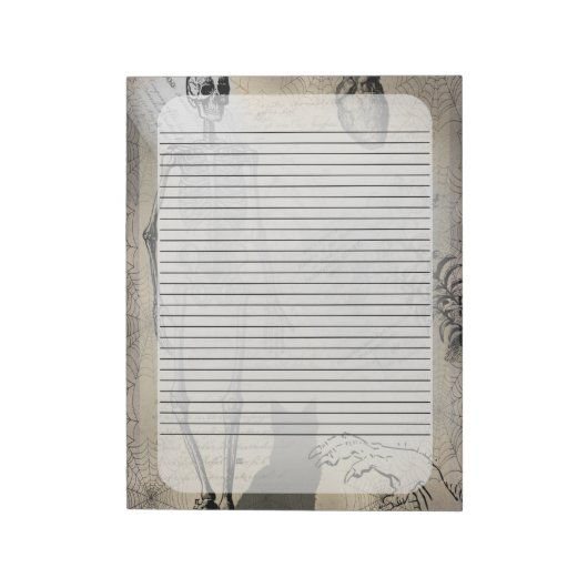 ハロウィーンスケルトンとブラックキャットヴィンテージエフェメラ ノートパッド (回転)