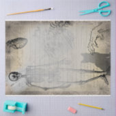 ハロウィーンスケルトンとブラックキャットヴィンテージエフェメラ 薄葉紙 (クラフト)