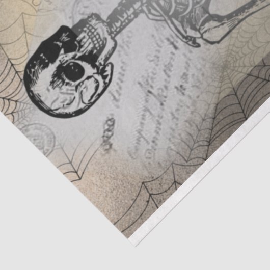 ハロウィーンスケルトンとブラックキャットヴィンテージエフェメラ 薄葉紙 (詳細)