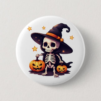 ハロウィーンスケルトンウィッチボットンピン 缶バッジ