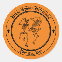 ハロウィーンスケルトンオレンジ&ブラックステッカー