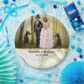 ハロウィーンスケルトンカップルゴシックズ結婚紙プラ ペーパープレート (パーティー)