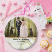 ハロウィーンスケルトンカップルゴシックズ結婚紙プラ ペーパープレート (パーティー)