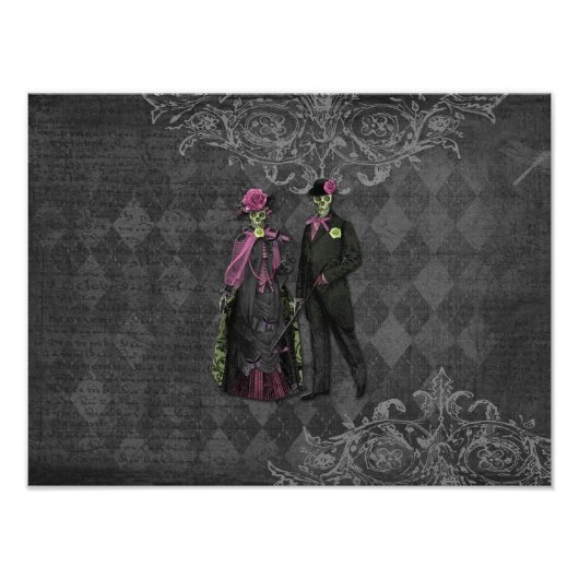 ハロウィーンスケルトンカップル フォトプリント            (正面)